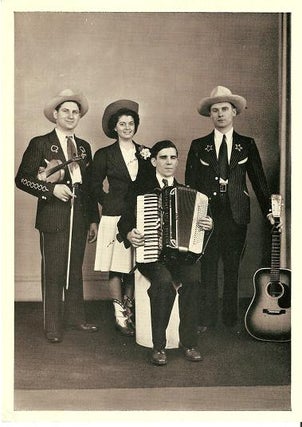 Item #032740 LARGE REAL-PHOTO POSTCARD, SHOWING DOC WILLIAMS, HIS WIFE CHICKIE, BROTHER CY, AND...