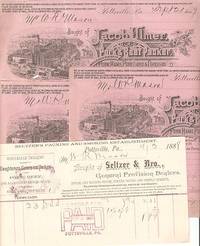 Item #034527 FOUR RECEIPTS FROM BEEF AND PORK PACKERS, INCLUDING ENGRAVED VIEWS. Pottsville...