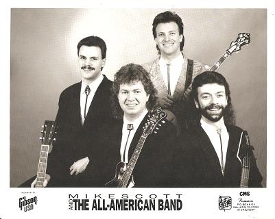 Item #034621 PROFESSIONAL PHOTOGRAPH OF MIKE SCOTT AND THE ALL-AMERICAN BAND:; American country performers, represented by Gibson USA. Mike Scott.