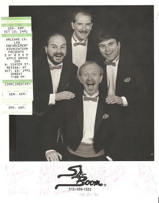 Item #035222 SIGNED, PROFESSIONAL PHOTOGRAPH OF THE VOCAL QUARTET WITHIN THE ROCK N ROLL BAND, SH-BOOM:; with two concert tickets. Sh-Boom.