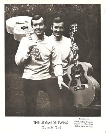 Item #035610 PROFESSIONAL PHOTOGRAPH OF THE LE GARDE TWINS WITH THEIR GUITARS. Tom and Ted LeGarde.
