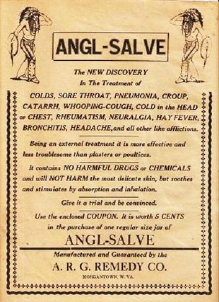 Item #035729 ANGL-SALVE -- The New Discovery... [broadside]:; In the Treatment of Colds, Sore...