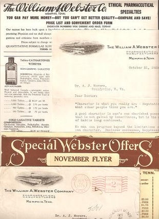 Item #035737 WILLIAM A. WEBSTER CO. ETHICAL PHARMACEUTICAL SPECIALTIES:; Small collection of...