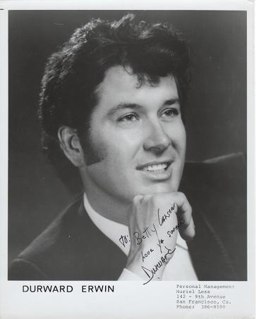 Item #036063 SIGNED, PROFESSIONAL PHOTOGRAPH OF DURWARD ERWIN:; Country & Western performer. Durward Erwin.