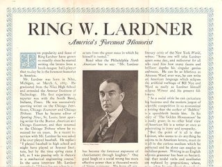 Item #036110 RING W. LARDNER, AMERICA'S FOREMOST HUMORIST...It Is to Laugh! There is one on...