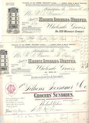 Item #036395 GROUP OF THREE (3) RECEIPTS FOR VARIOUS FOODS PURCHASED BY W.R. MASON FROM TWO...