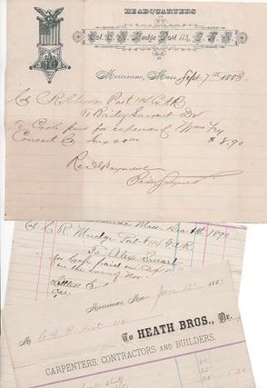 Item #036603 1883-1890 GROUP OF THREE (3) HANDWRITTEN RECEIPTS TO COL. C.R. MUDGE, POST 114, ...