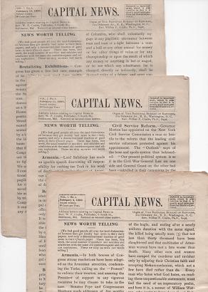 Item #036733 CAPITAL NEWS: Organ of The National Bureau of Reforms, Vol. I, Nos. 4-6, February 4-18, 1896. Wilbur F. Crafts.