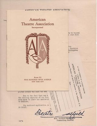 Item #036970 GROUP OF THREE (3) ITEMS RELATED TO THE FOUNDING OF THE AMERICAN THEATRE ASSOCIATION...