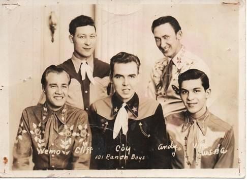 Item #037043 GROUP PHOTOGRAPH OF THE FIVE MEMBERS OF THIS COUNTRY-MUSIC RADIO GROUP, DRESSED IN WESTERN GEAR. 101 Ranch Boys.