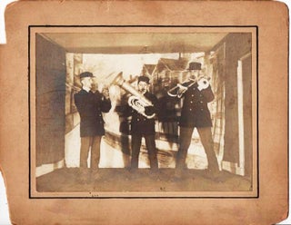 Item #037105 GROUP PHOTOGRAPH OF THE THREE MEMBERS OF THIS UNUSUAL BRASS BAND, COMPRISING CORNET,...