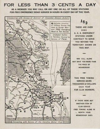 Item #037115 TIDEWATER AUTOMOBILE ASSOCIATION: The Map and Information In This Folder is of...