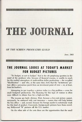 Item #037290 THE JOURNAL OF THE SCREEN PRODUCERS GUILD, Volume II, Number 4, June 1963. Kenneth...