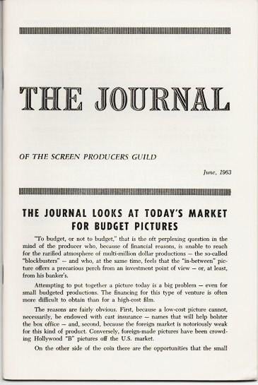 Item #037290 THE JOURNAL OF THE SCREEN PRODUCERS GUILD, Volume II, Number 4, June 1963. Kenneth Macgowan, obituary.