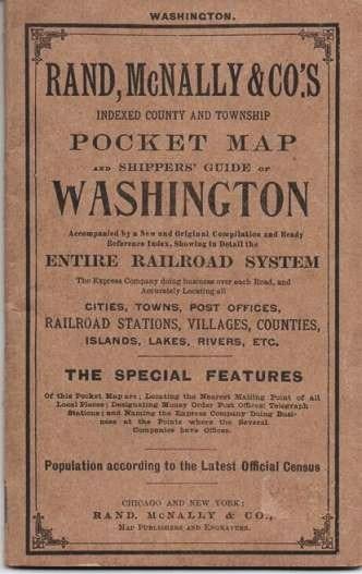 Item #037594 INDEXED COUNTY AND TOWNSHIP POCKET MAP AND SHIPPERS' GUIDE OF WASHINGTON:; Accompanied by a New and Original Compilation and Ready Reference Index, Showing in Detail the Entire Railroad System...Cities, Towns, Post Offices, Railroad Stations, Villages, Counties, Islands, Lakes, River, Etc. Washington.