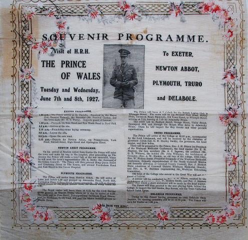 Item #037944 SOUVENIR PROGRAMME: VISIT OF H.R.H. THE PRINCE OF WALES TO EXETER, NEWTON ABBOT, PLYMOUTH, TRURO AND DELABOLE. Tuesday and Wednesday, June 7th and 8th, 1927. King Edward VIII.