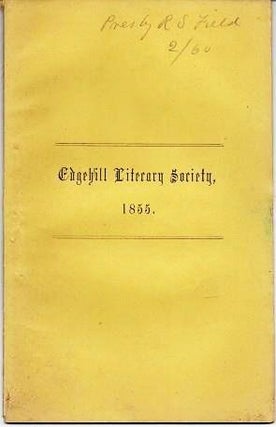 Item #038171 AN ADDRESS AT THE ANNIVERSARY EXERCISES OF THE LITERARY SOCIETY, AT EDGEHILL SCHOOL,...