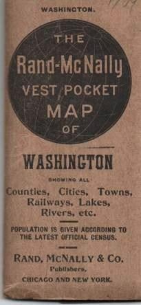 Item #038283 THE RAND-McNALLY VEST POCKET MAP OF WASHINGTON: Showing all Counties, Cities, Towns, Railways, Lakes, Rivers, etc. [cover title]; Population is given according to the latest official census. Washington.