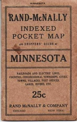 Item #038291 RAND-McNALLY INDEXED POCKET MAP AND SHIPPERS' GUIDE OF MINNESOTA: Railroads,...