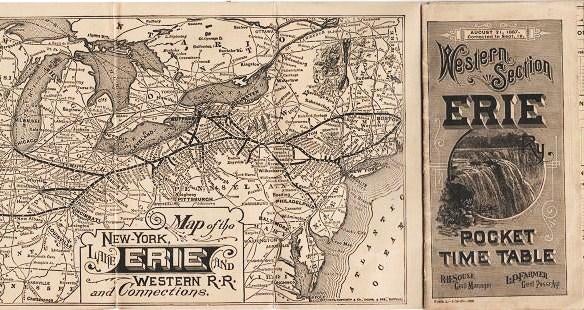 Item #038377 WESTERN SECTION, ERIE, POCKET TIME TABLE.; R.H. Soule, Gen'l Manager. L.P. Farmer, Gen'l Pass'r Agt. Lake Erie New York, Western Railroad.