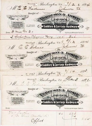 Item #039427 LOT OF FOURTEEN (14) RECEIPTS ON THE ENGRAVED BILLHEADS OF THESE MANUFACTURERS &...