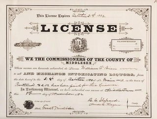 Item #039432 TAVERN LICENSE - ISSUED BY THE COMMISSIONERS OF MIDDLESEX COUNTY "TO SELL AND...