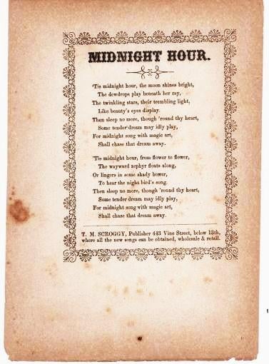 Item #039438 Song sheet: MIDNIGHT HOUR. Midnight Hour.