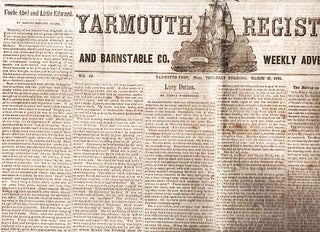 Item #039594 YARMOUTH REGISTER AND BARNSTABLE CO. WEEKLY ADVERTISER, Vol IX, No. 14, March 20,...