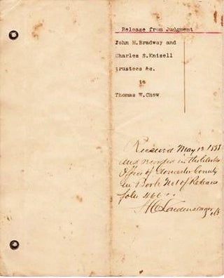 Item #039613 INDENTURE BETWEEN JOHN H. BRADWAY & CHARLES S. KNISELL, TRUSTEES UNDER THE WILL OF...