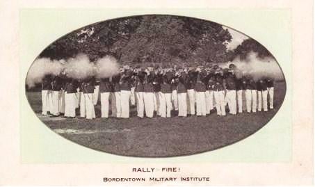 Item #039626 RALLY--FIRE! BORDENTOWN MILITARY INSTITUTE: Unused blotter with real-photo illustration on recto. Bordentown New Jersey.