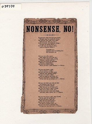Item #039779 Song sheet: NONSENSE, NO! Nonsense No
