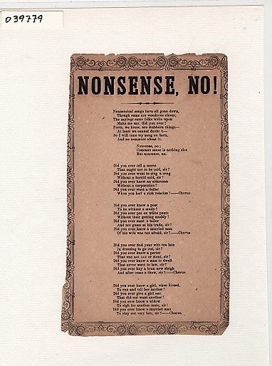 Item #039779 Song sheet: NONSENSE, NO! Nonsense No.