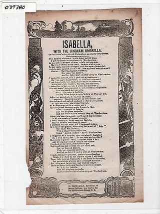 Item #039780 Song sheet: ISABELLA, WITH THE GINGHAM UMBRELLA. Or the Barber's daughter of...