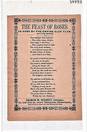 Item #039783 Song sheet: THE FEAST OF ROSES, AS SUNG BY THE EMPIRE GLEE CLUB. Feast of