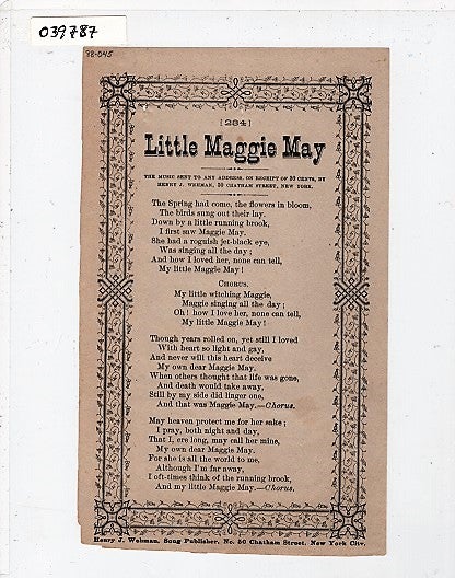 Item #039787 Song sheet: LITTLE MAGGIE MAY. Little Maggie.