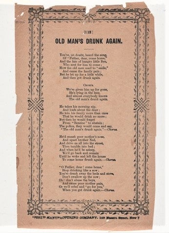 Item #039806 Song sheet: OLD MAN'S DRUNK AGAIN. Old Man's.
