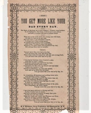 Item #039808 Song sheet: YOU GET MORE LIKE YOUR DAD EVERY DAY. You Get