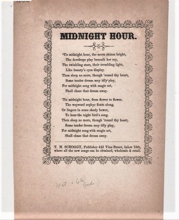 Item #039813 Song sheet: MIDNIGHT HOUR. Midnight.
