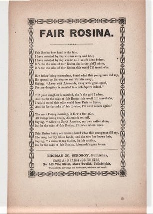Item #039817 Song sheet: FAIR ROSINA. Fair Rosina