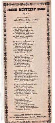 Item #039820 Song sheet: GREEN MONSTERS' SONG. By J.E. Air--William Reilly's Courtship. Green...