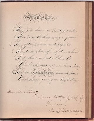 1873-1881 AUTOGRAPH FRIENDSHIP ALBUM: VICINITY OF TISKILWA, ILLINOIS.