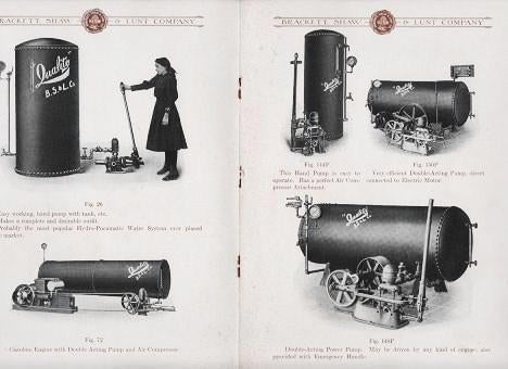 Item #039959 "RELIANCE" HYDRO-PNEUMATIC WATER SYSTEM: Fire Protection and Superior Water Service. Shaw and Lunt Brackett.
