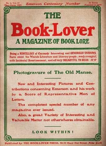 Item #040005 THE BOOK-LOVER: A Magazine of Book Lore, Vol. IV, No. 2, May-June, 1903 -- EMERSON CENTENARY issue. Warren Elbridge Price.