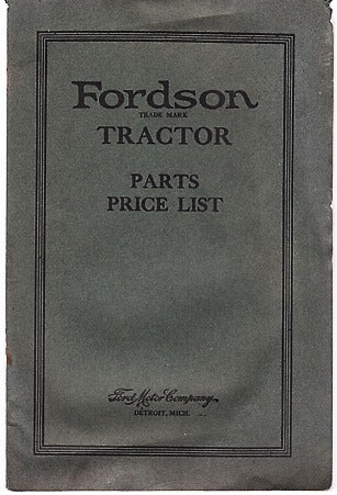 Item #040131 FORDSON TRACTOR: PARTS PRICE LIST. Ford Motor Company.