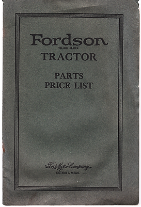 FORDSON TRACTOR: PARTS PRICE LIST