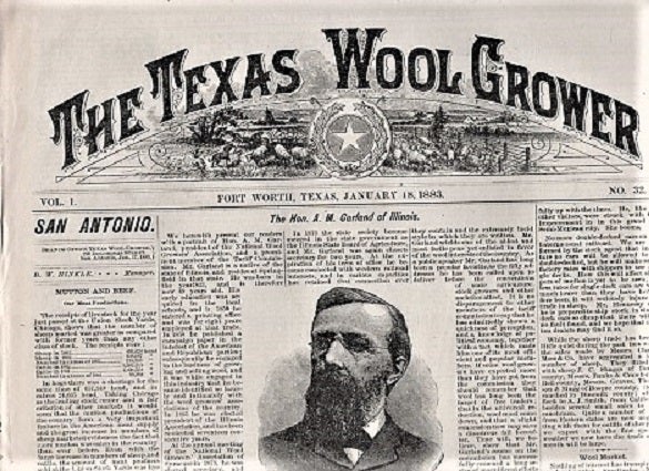 Item #040244 THE TEXAS WOOL GROWER, Vol. 1, No. 32, Fort Worth, Texas, January 18, 1883. H. L. Bentley.