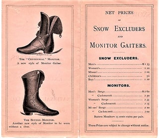 Item #040467 1840-1875. SPECIALTIES IN ARCTIC GAITERS, MANUFACTURED EXCLUSIVELY BY THE NATIONAL...