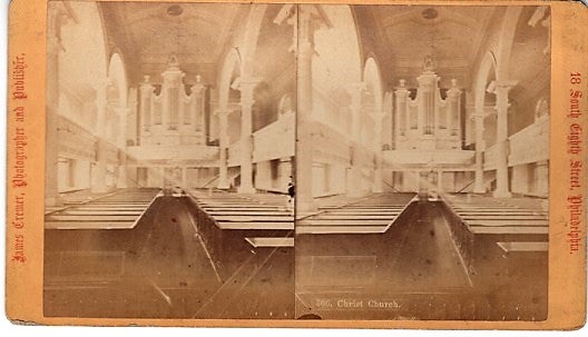 Item #040518 STEREOSCOPIC VIEW CARD SHOWING THE INTERIOR OF CHRIST CHURCH. Philadelphia Pennsylvania.