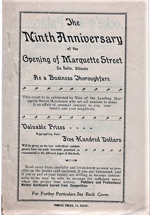 Item #040532 THE NINTH ANNIVERSARY OF THE OPENING OF MARQUETTE STREET, LA SALLE, ILLINOIS, AS A...