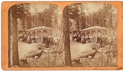 Item #040555 STEREOSCOPIC VIEW OF "LITTLE CHIEF" IRON SPRING, ONE MILE FROM MANITOU HOUSE, MANITOU, COLORADO. Scenes on the Line of the Denver & Rio Grande Railway. Byron H. Colorado / Gurnsey.
